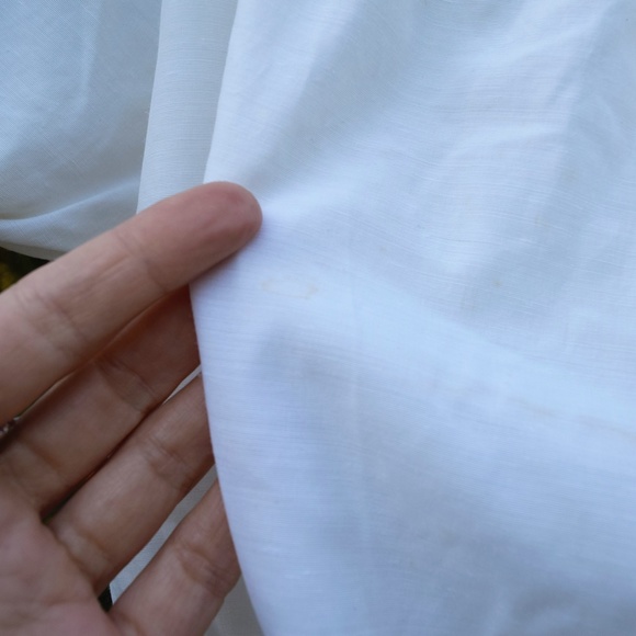 1950s XS Folk Peasant Blouse Crochet Floral Collar White Puff Sleeve Smocked - Picture 5 of 7